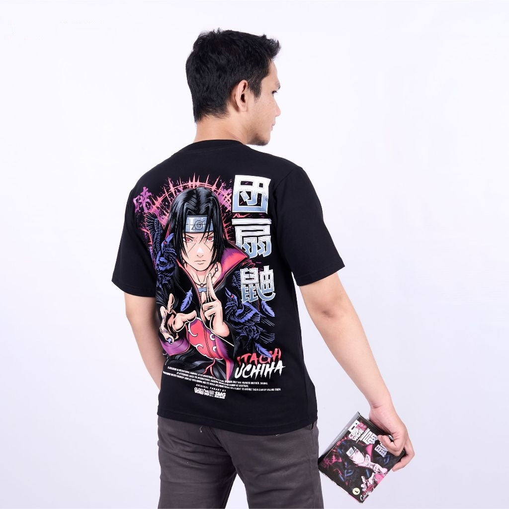 Uchiha Itachi Akatsuki Mangekyo Sharingan Anime Naruto Shipp - model wearing streetwear look | Zewearsy Store