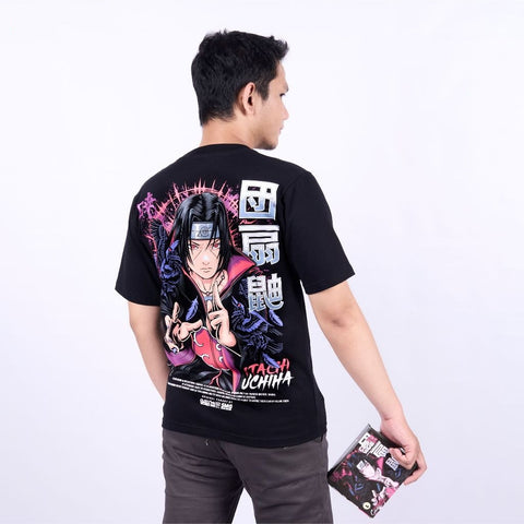 Uchiha Itachi Akatsuki Mangekyo Sharingan Anime Naruto Shipp - model wearing streetwear look | Zewearsy Store