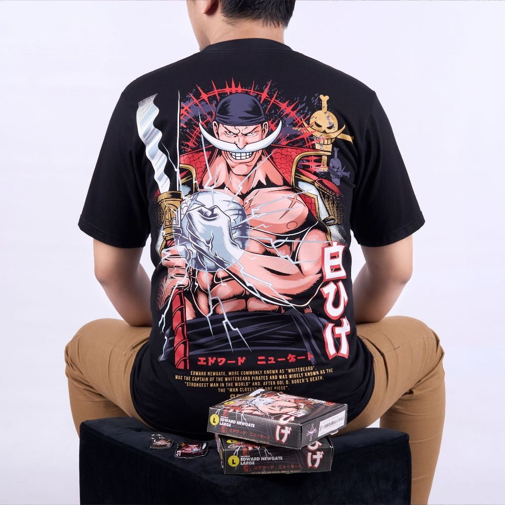 Whitebeard Edward Newgate Shirohige Pirates Gura Gura no Mi  - anime t-shirt front design | Zewearsy Store