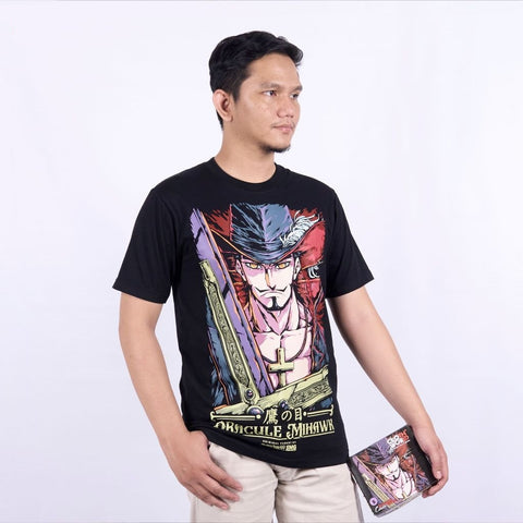 Dracule Mihawk Hawk Eye Shichibukai Cross Guild One Piece - model wearing streetwear look | Zewearsy Store