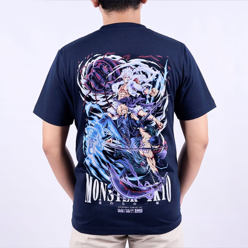 Strawhat Monster Trio Mugiwara Monkey D Luffy Sanji Zoro One - on model - unisex fit | Zewearsy Store