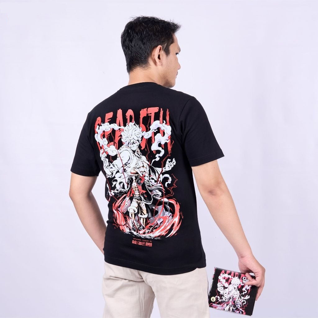 Luffy Gear 5th Simple Monkey D Luffy Strawhat Pirates One Pi - model wearing streetwear look | Zewearsy Store