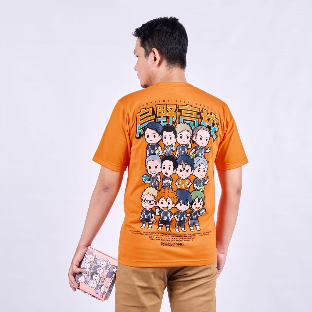 Chibi Karasuno Team Hinata Shoyo Kageyama Tobio Haikyuu - model wearing streetwear look | Zewearsy Store