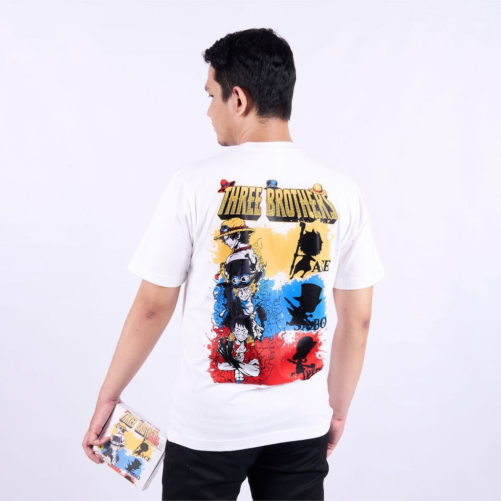 ASL Three Brothers Ace Sabo Luffy Simple One Piece - model wearing streetwear look | Zewearsy Store
