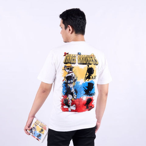 ASL Three Brothers Ace Sabo Luffy Simple One Piece - model wearing streetwear look | Zewearsy Store