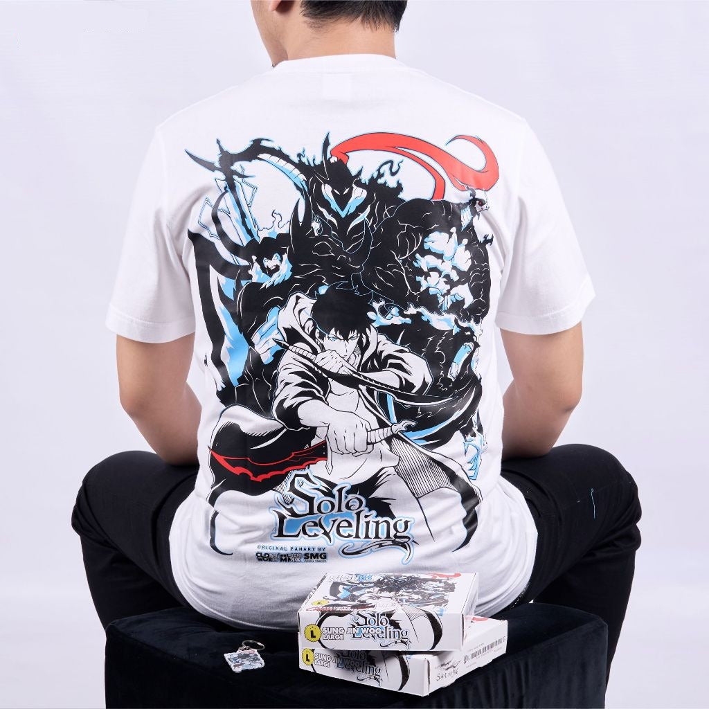 Sung Jin Woo Shadow Monarch Iron Tank Greed Igris Solo Level - anime t-shirt front design | Zewearsy Store