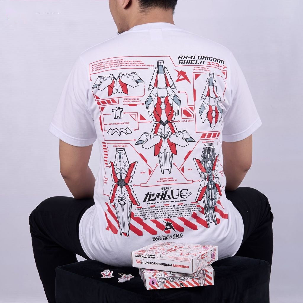 Shield of Unicorn Gundam RX-0 Mobile Suit - anime t-shirt front design | Zewearsy Store