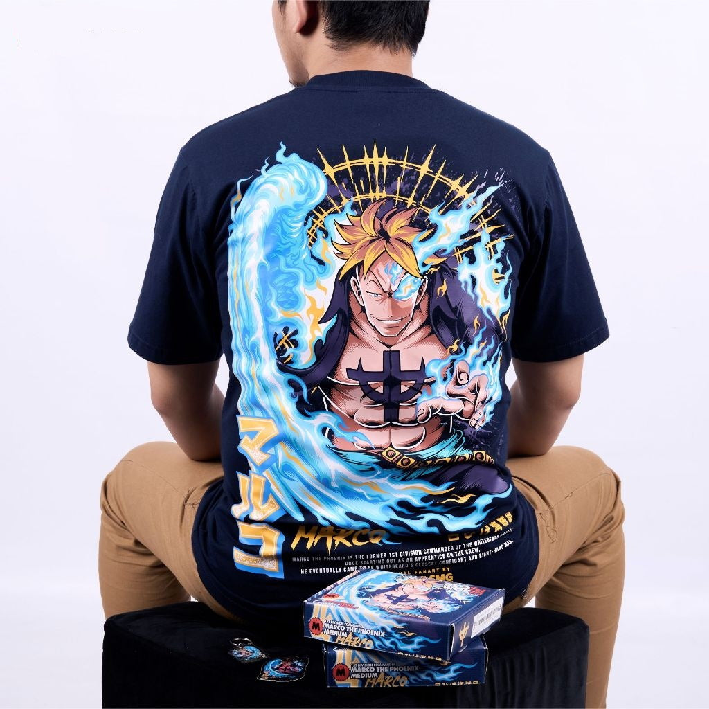 Marco the Phoenix Whitebeard Pirates 1st Division Commander  - anime t-shirt front design | Zewearsy Store