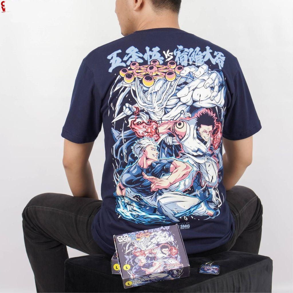 Gojo Satoru vs Ryomen Sukuna Strongest Sorcerer King of Curs - anime t-shirt front design | Zewearsy Store