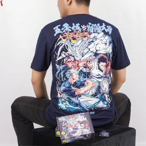 Gojo Satoru vs Ryomen Sukuna Strongest Sorcerer King of Curs - anime t-shirt front design | Zewearsy Store