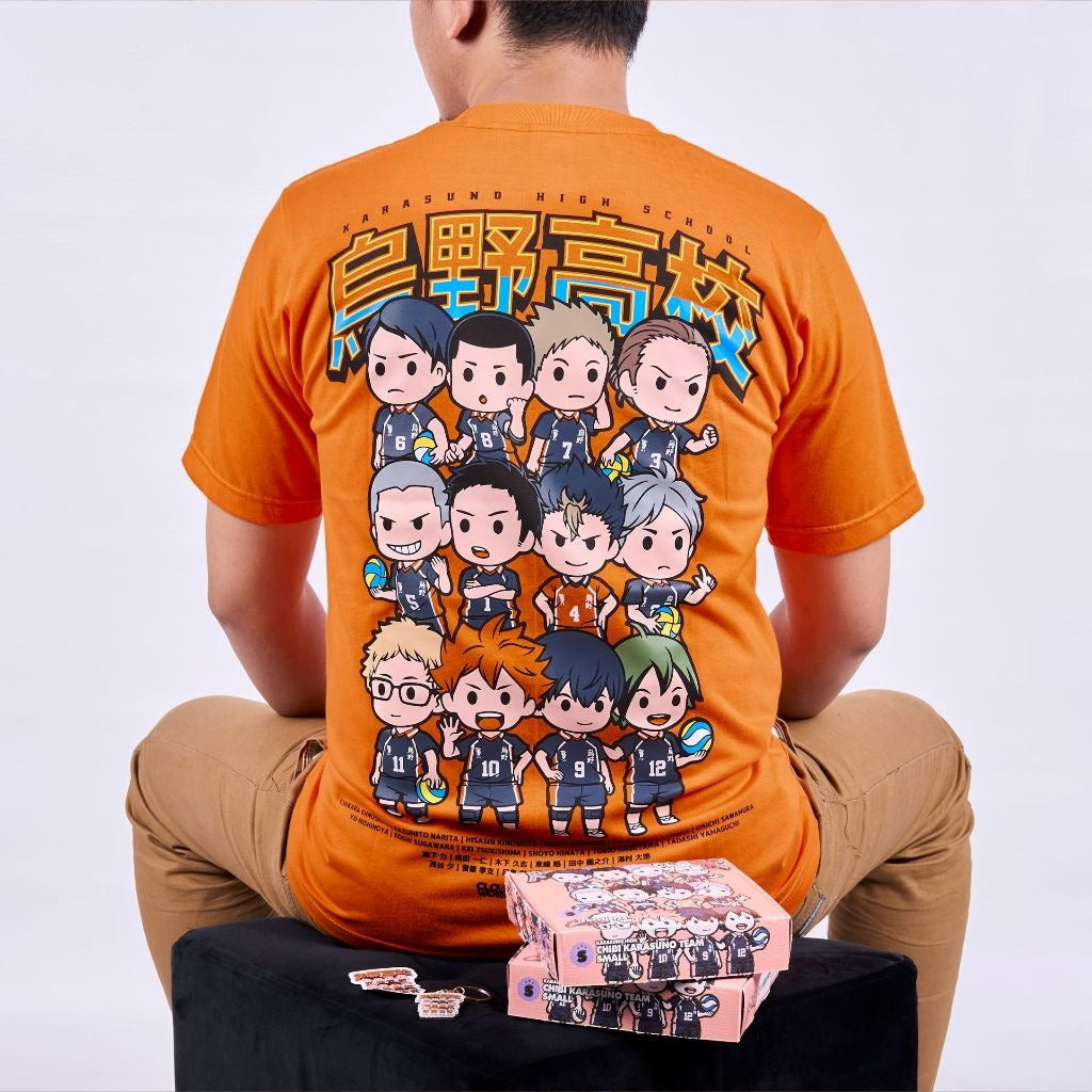 Chibi Karasuno Team Hinata Shoyo Kageyama Tobio Haikyuu - anime t-shirt front design | Zewearsy Store