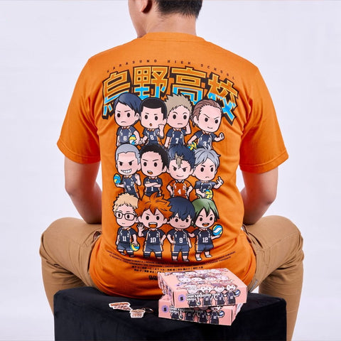 Chibi Karasuno Team Hinata Shoyo Kageyama Tobio Haikyuu - anime t-shirt front design | Zewearsy Store