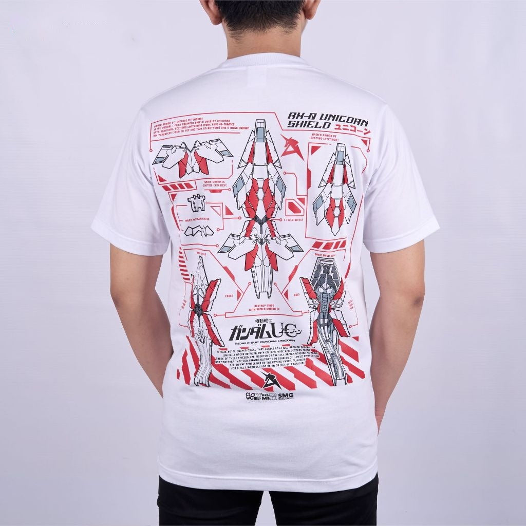 Shield of Unicorn Gundam RX-0 Mobile Suit - on model - unisex fit | Zewearsy Store
