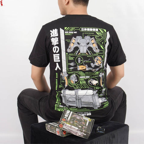 3D Maneuver Gear Attack on Titan Shingeki no Kyojin Scouting - anime t-shirt front design | Zewearsy Store