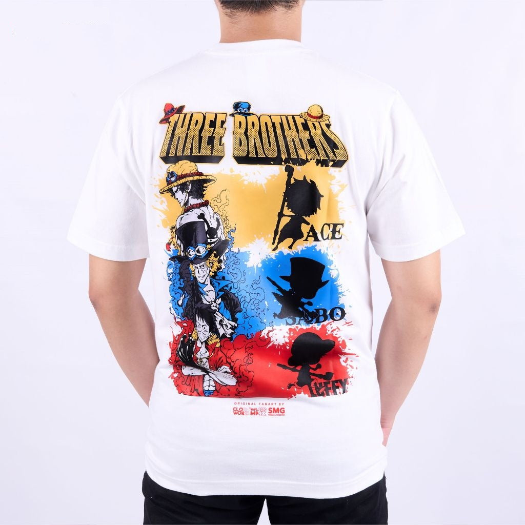 ASL Three Brothers Ace Sabo Luffy Simple One Piece - back print view | Zewearsy Store
