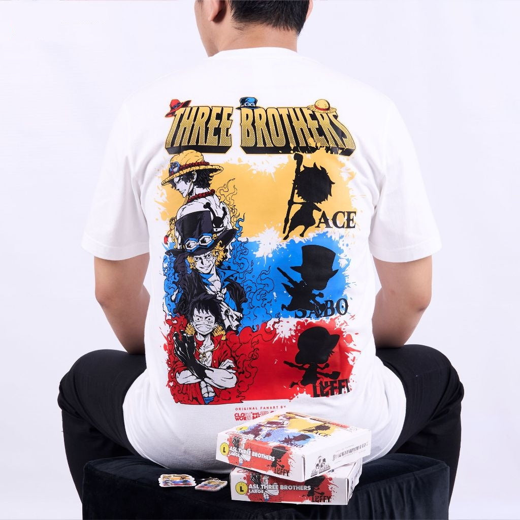 ASL Three Brothers Ace Sabo Luffy Simple One Piece - anime t-shirt front design | Zewearsy Store