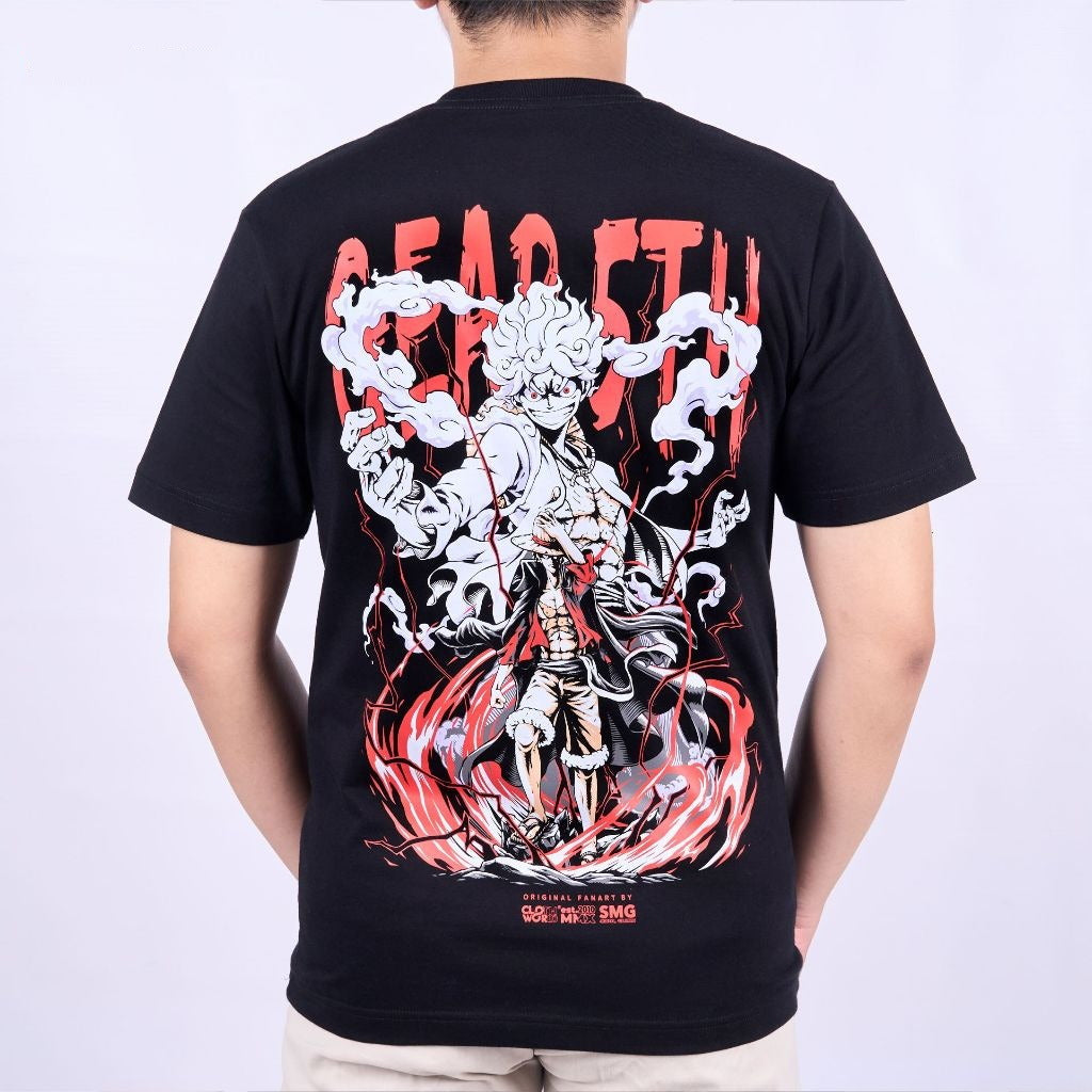 Luffy Gear 5th Simple Monkey D Luffy Strawhat Pirates One Pi - on model - unisex fit | Zewearsy Store