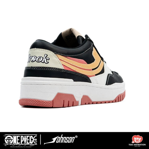 Heel view of One Piece Brook sneakers with character lettering