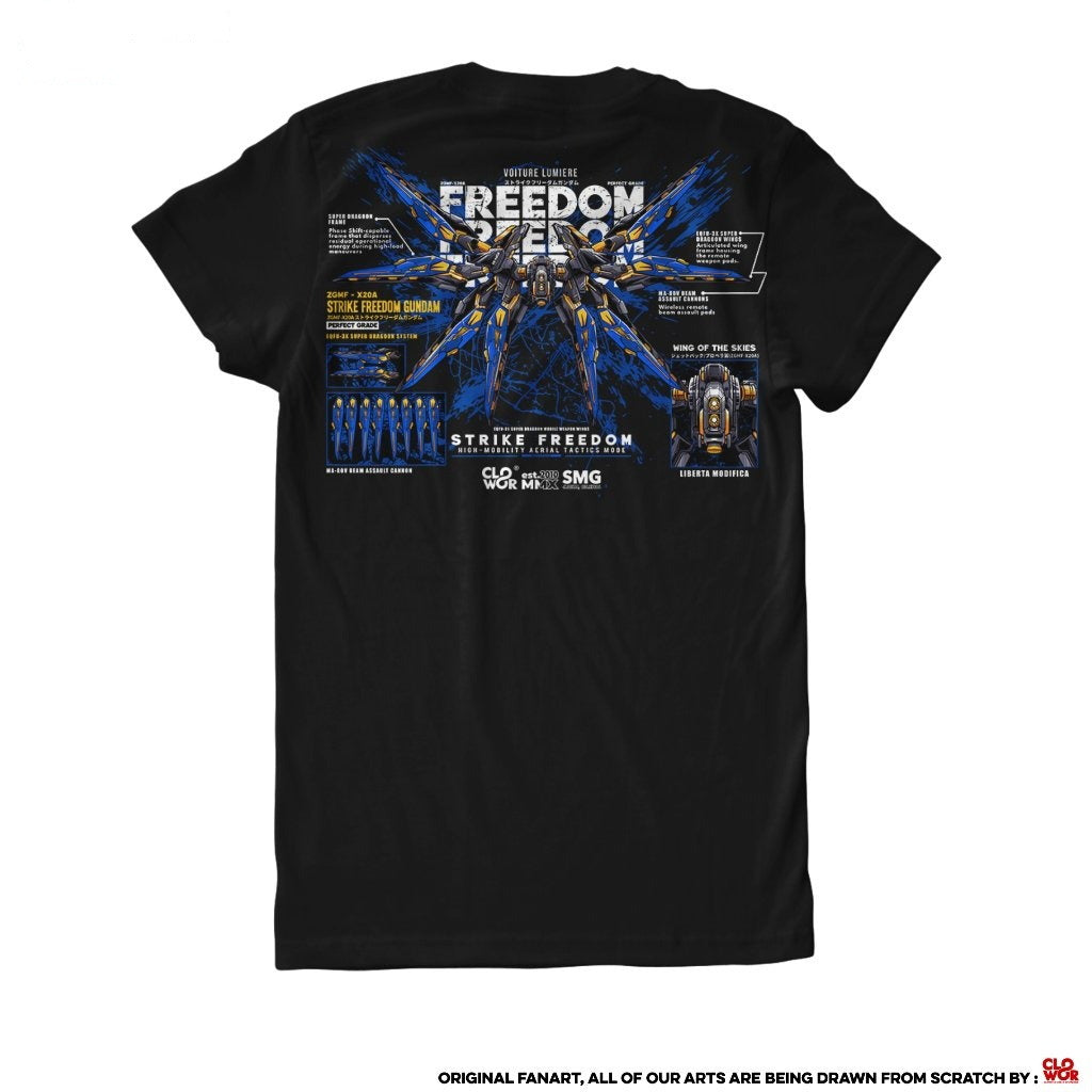 Strike Freedom Wings of the Skies Mobile Suit Gundam SEED - anime t-shirt front design | Zewearsy Store