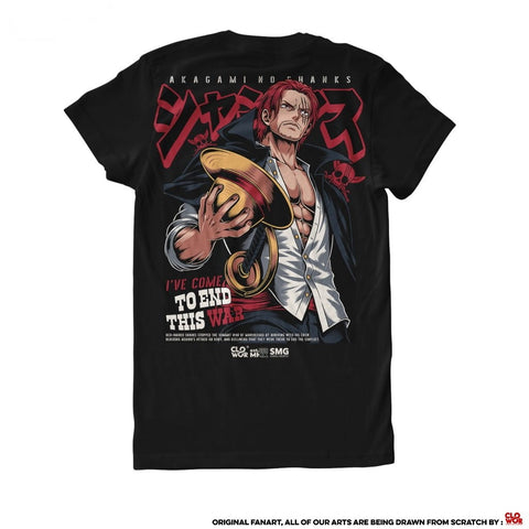 Shanks End the War Akagami no Shanks The Red Hair Pirates Yo - anime t-shirt front design | Zewearsy Store