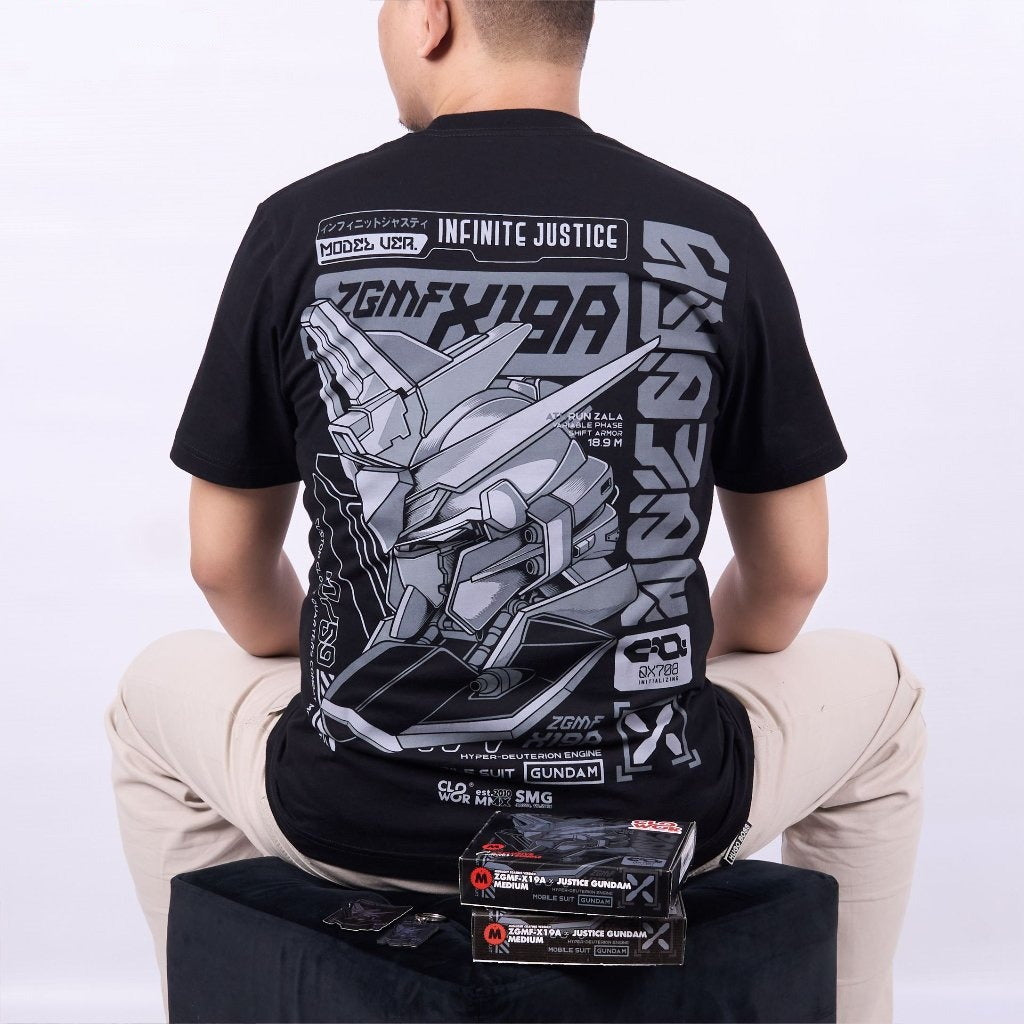 Midnight Coating Ver. ZGMF-X19A Infinite Justice Gundam SEED - anime t-shirt front design | Zewearsy Store