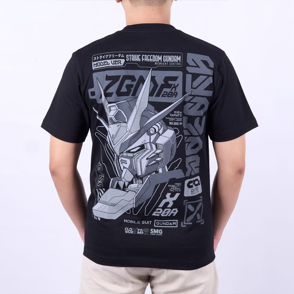 Midnight Coating Ver. ZGMF-X20A Strike Freedom Gundam SEED D - model wearing streetwear look | Zewearsy Store
