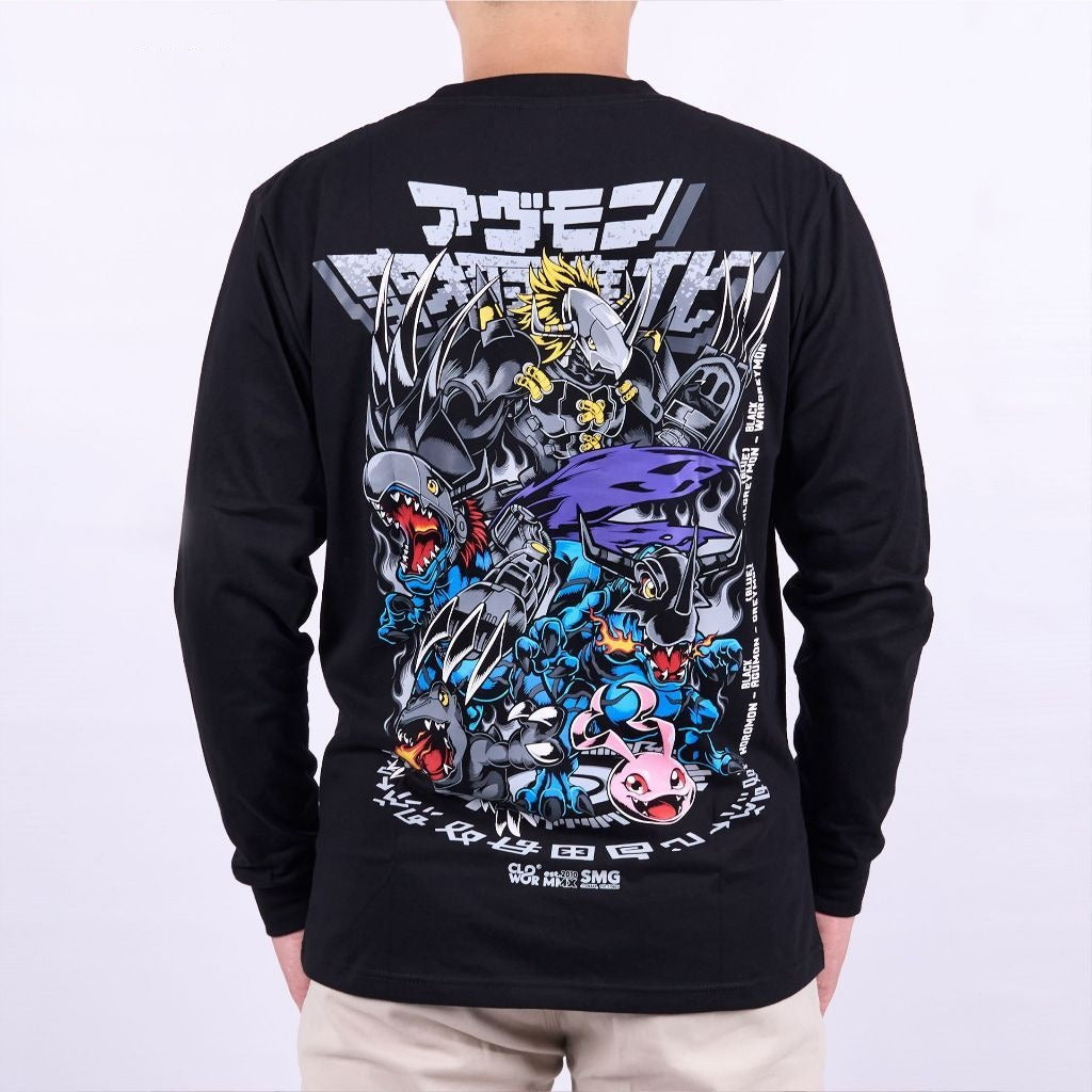 Black Agumon Evolutions Greymon Metal Greymon Wargreymon Dig - back print view | Zewearsy Store