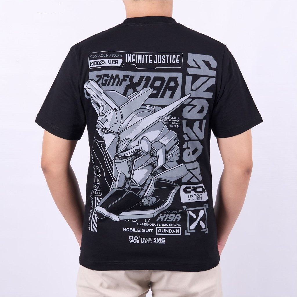 Midnight Coating Ver. ZGMF-X19A Infinite Justice Gundam SEED - model wearing streetwear look | Zewearsy Store