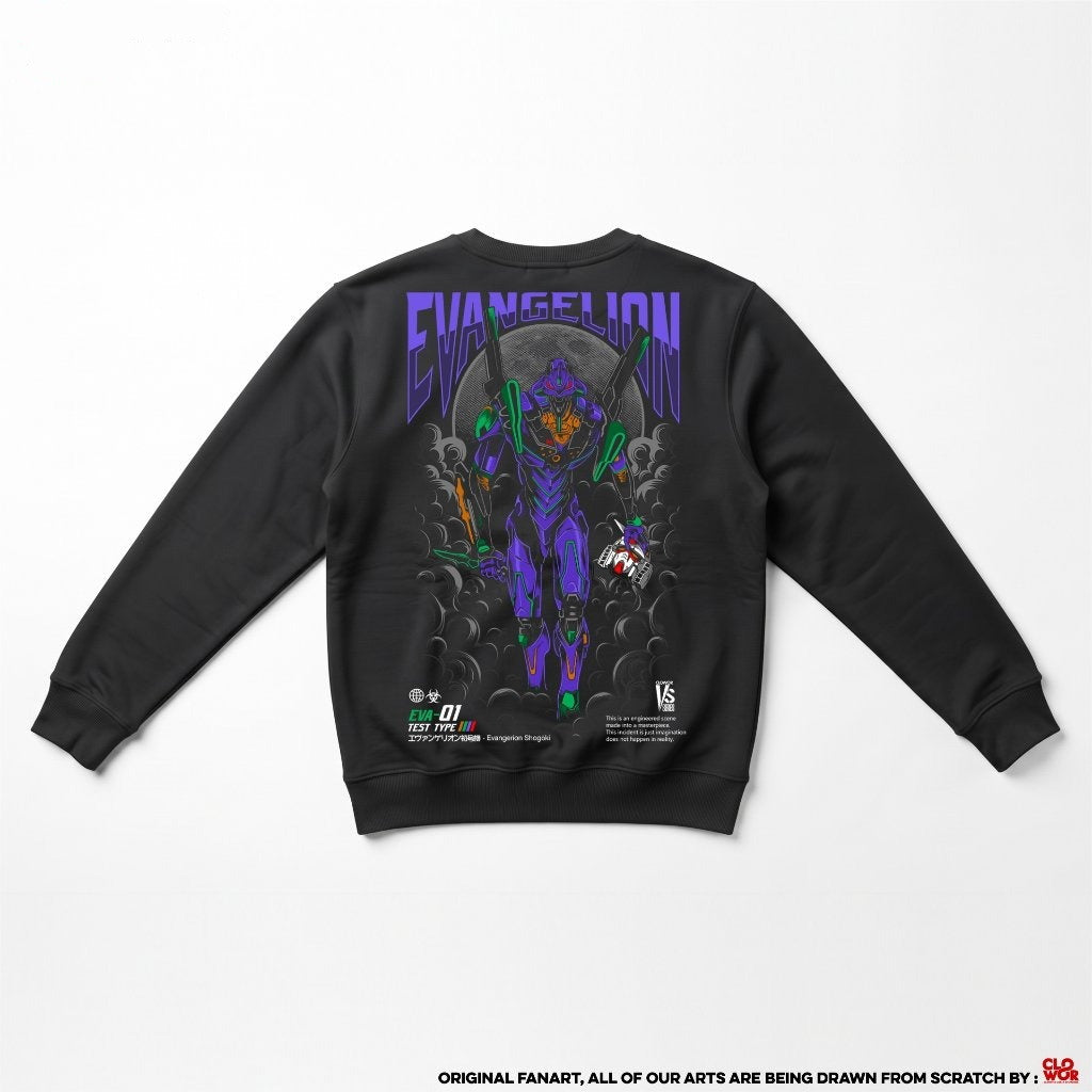 Eva Unit-01 VS RX-78-2 Anime Crossover Evangelion Gundam Cre - anime t-shirt front design | Zewearsy Store