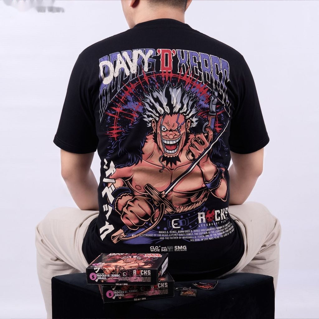 Rocks D. Xebec Davy D. Xebec Rock Pirates One Piece - anime t-shirt front design | Zewearsy Store
