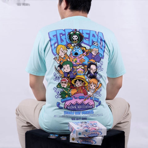 Chibi Strawhat Pirates Egghead Arc One Piece - anime t-shirt front design | Zewearsy Store