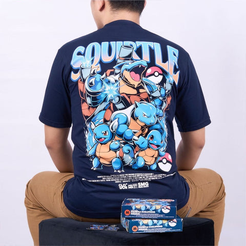 Squirtle Evolutions Wartortle Blastoise Pokemon Pocket Monst - anime t-shirt front design | Zewearsy Store