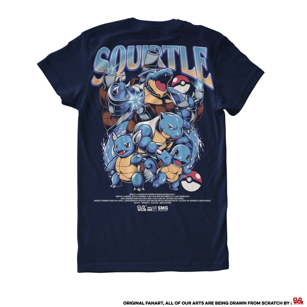 Squirtle Evolutions Wartortle Blastoise Pokemon Pocket Monst - full front view | Zewearsy Store
