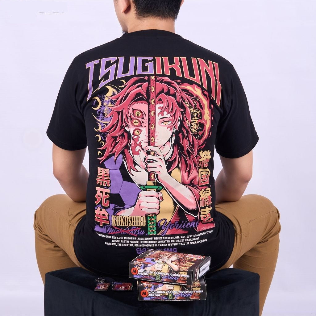 Kokushibo Yoriichi Tsugikuni Twins Demon Slayer Anime Kimets - anime t-shirt front design | Zewearsy Store