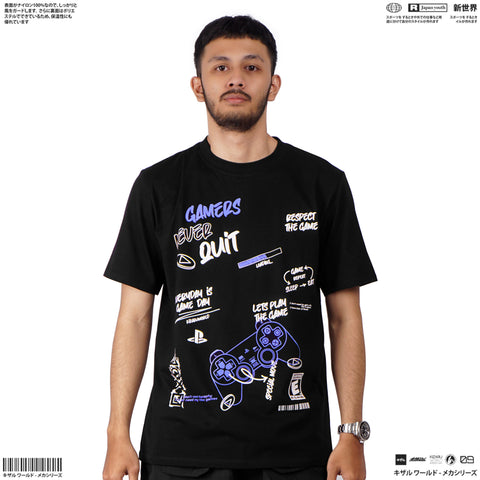 Japan Streetwear Short Sleeve T Shirt - Origin GAMER NEVER QUIT BLACK | Japan Apparel