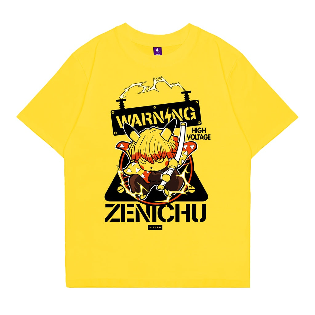 Japan Anime T Shirt Short Sleeve - Demon Slayer Pokemon ZENICHU Yellow