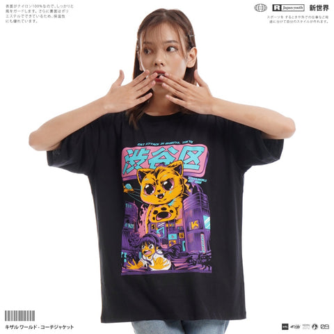 Japan Streetwear Short Sleeve T Shirt - SHIBUYA CAT | Japan Apparel