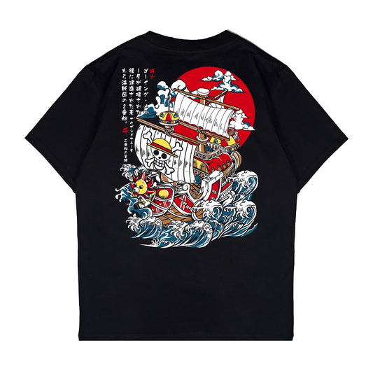 Japan Anime Short Sleeve T Shirt - One Piece THOUSAND SUNNY Black | Japan Apparel | Zewearsy Store