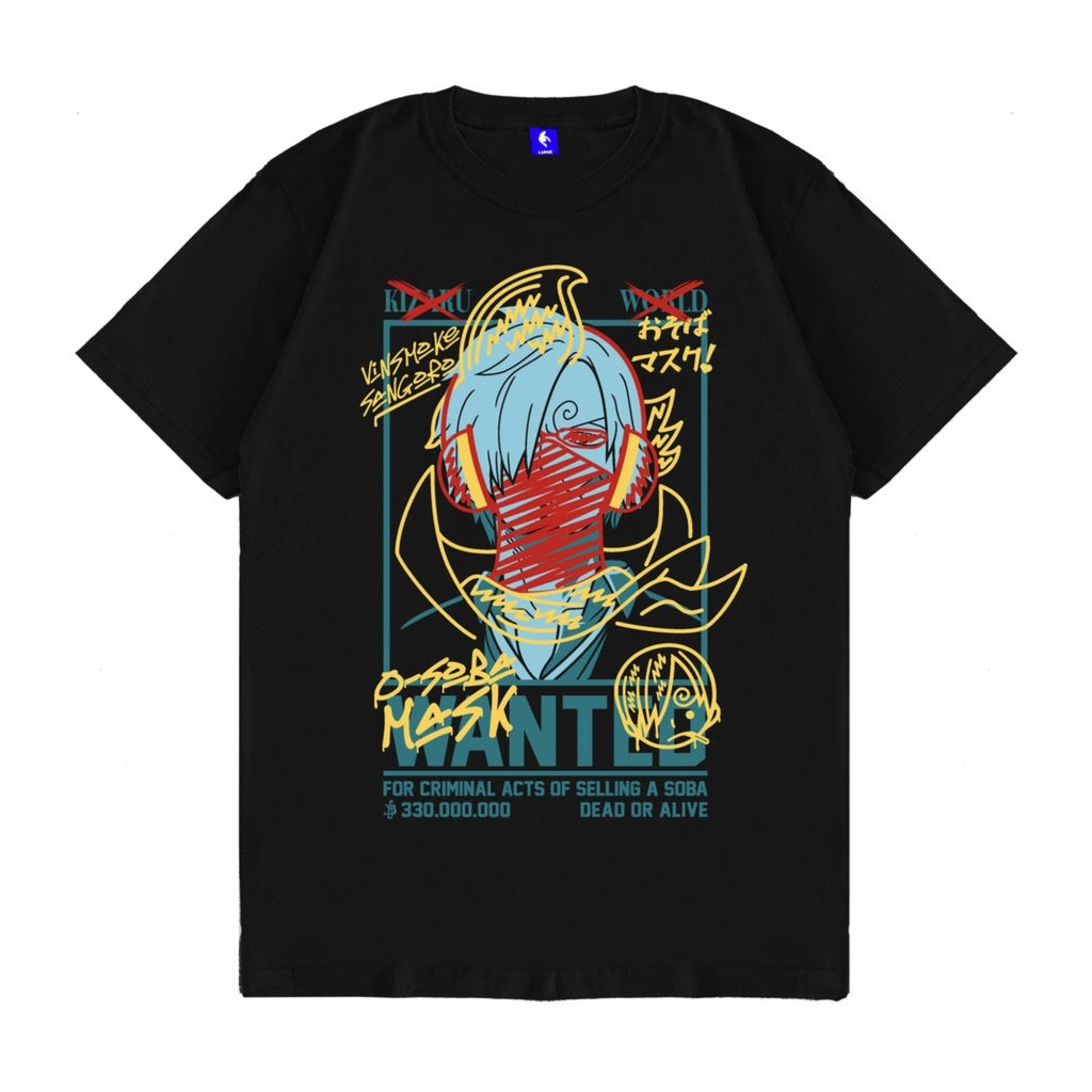 Japan Anime Short Sleeve T Shirt - One Piece SANJI O'SOBA MASK | Japan Apparel